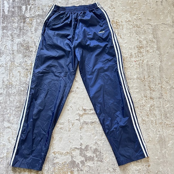 Y2K Adidas Blue Tear Away Snap Sides Retro Warm Up Track‎ Pants - Size Large - Picture 1 of 8